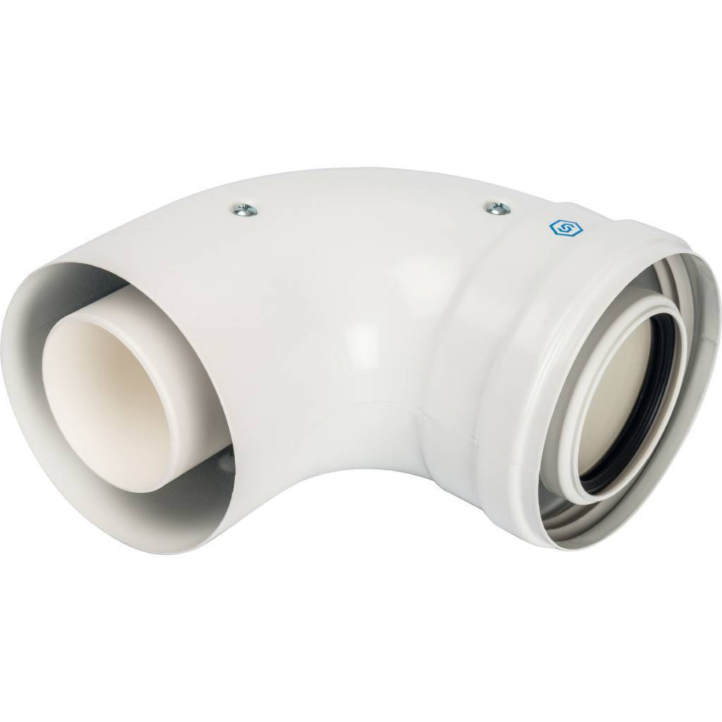 Купить SCA-8610-210090 STOUT   Элемент дымохода конденсац. колено 90°/ адаптер 90° DN60/100 м/п PP-FE (совместим. с Baxi,Viessmann) STOUT по лучшей цене с доставкой - интернет-магазин Прогрессивные решения