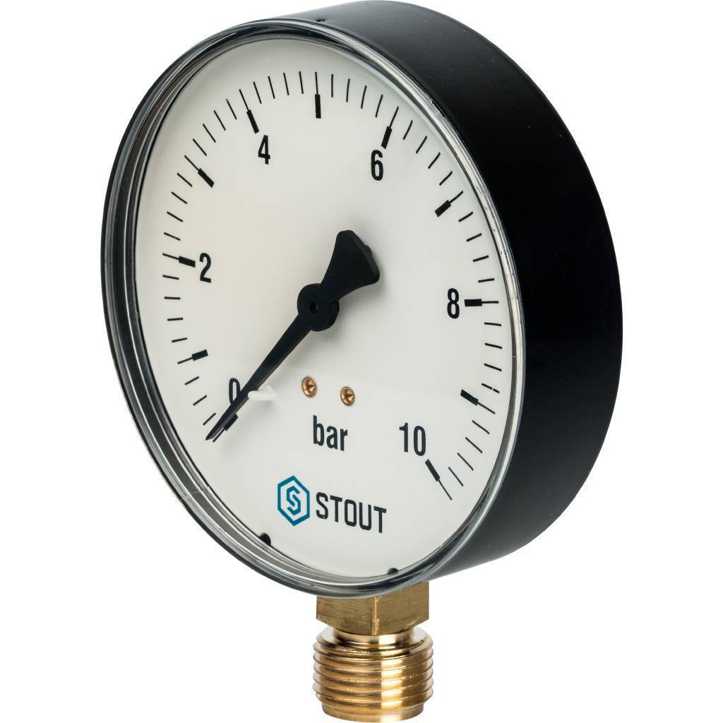 Купить SIM-0010-101015 STOUT SIM-0010 Манометр радиальный. Корпус Dn 100 мм 1/2", 0...10 бар, кл.2.5 STOUT по лучшей цене с доставкой - интернет-магазин Прогрессивные решения