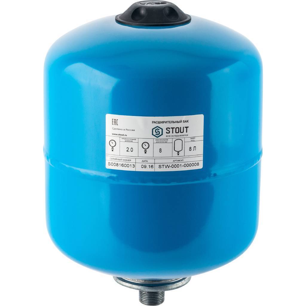 Купить STW-0001-000008 STOUT STW-0001 Расширительный бак, гидроаккумулятор 8 л. вертикальный (цвет синий) STOUT по лучшей цене с доставкой - интернет-магазин Прогрессивные решения