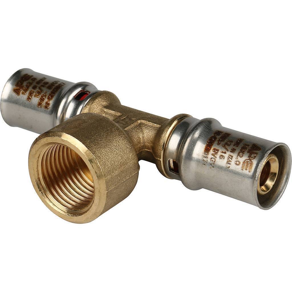 Купить SFP-0007-001216 STOUT   Тройник-переходник с внутренней резьбой 16х1/2"х16 для металлопластиковых труб прессовой STOUT по лучшей цене с доставкой - интернет-магазин Прогрессивные решения