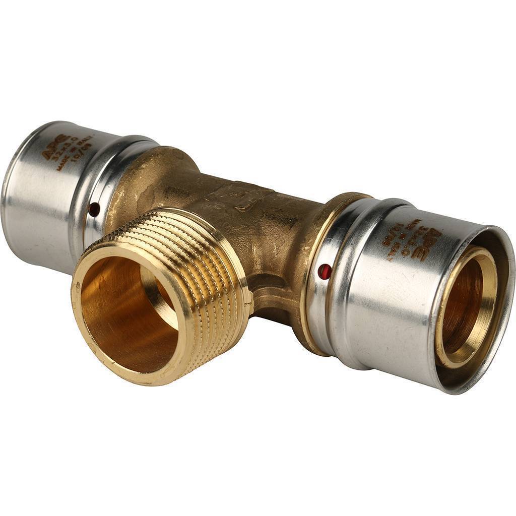 Купить SFP-0008-320132 STOUT   Тройник-переходник с наружной резьбой 32х1"х32 для металлопластиковых труб прессовой STOUT по лучшей цене с доставкой - интернет-магазин Прогрессивные решения