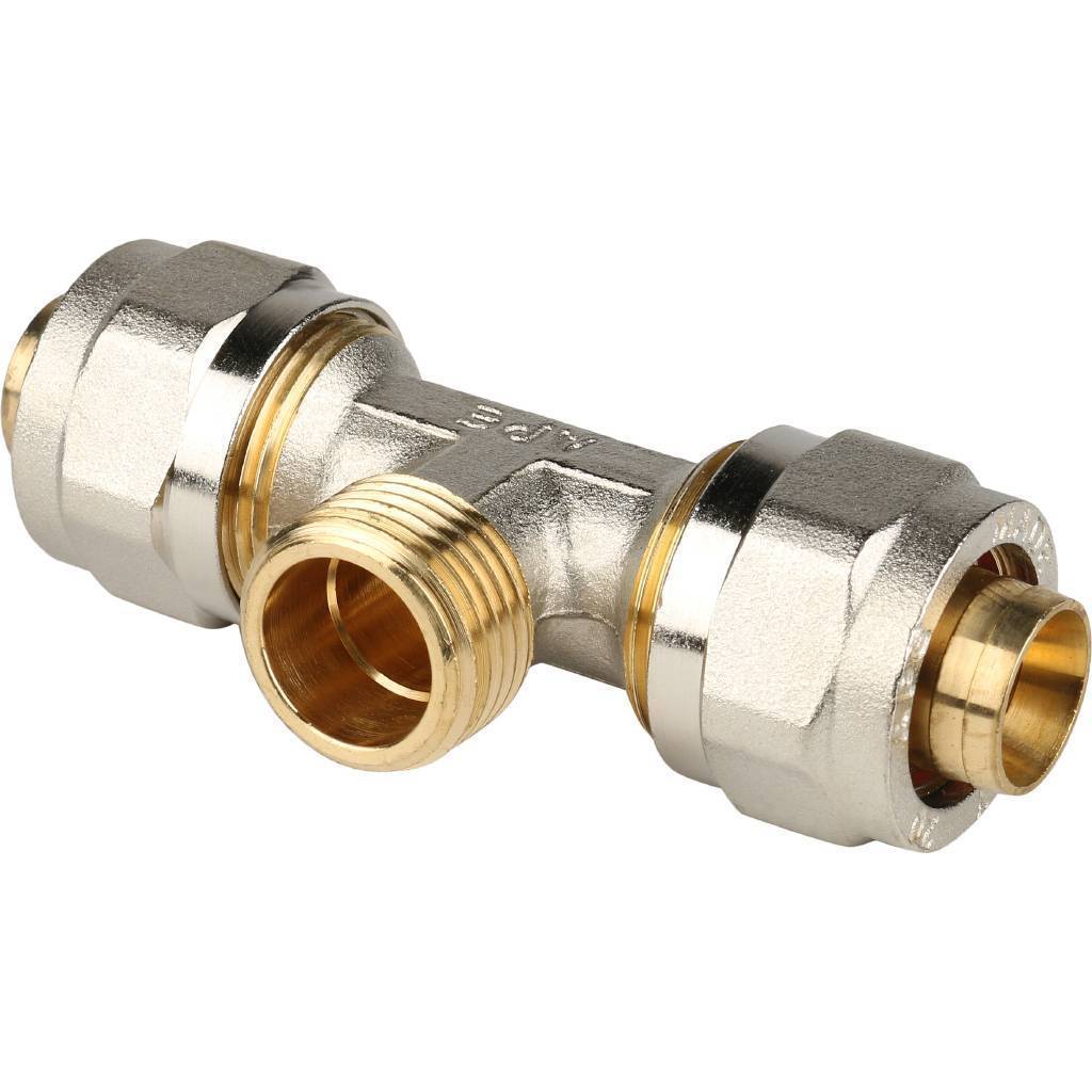 Купить SFS-0011-001220 STOUT   Тройник-переходник с наружной резьбой 1/2"х20 для металлопластиковых труб винтовой STOUT по лучшей цене с доставкой - интернет-магазин Прогрессивные решения