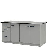 Стол пристенный ЛАБ-PRO 180.80.90 на опорных тумбах, рабочая поверхность – HPL/бортик HPL ЛОиП  по лучшей цене с доставкой - интернет-магазин Прогрессивные решения